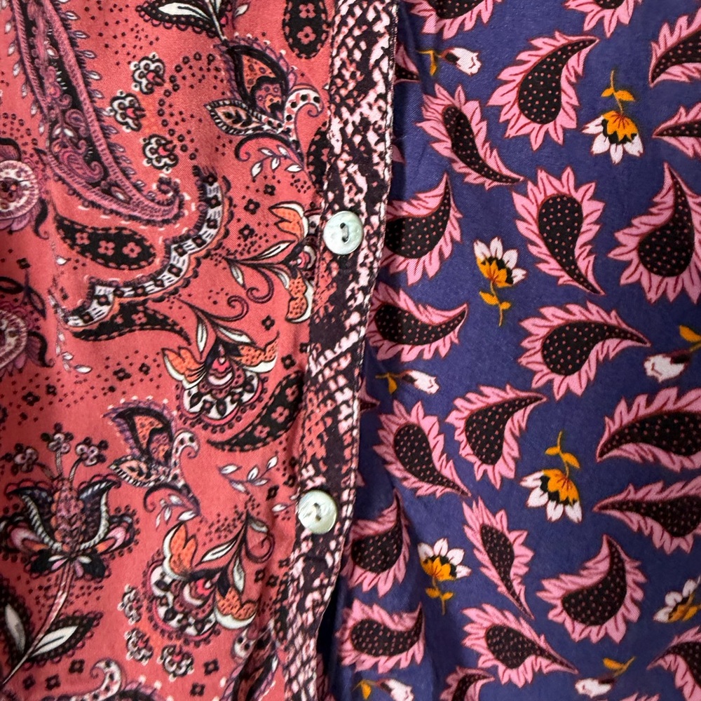 BeachLunchLounge Patchwork Boho Blouse Mixed Prin… - image 3